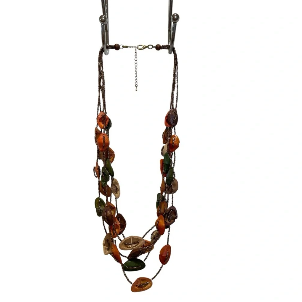 Multilayer Colorful Dyed Oval Natural Materials Boho Necklace - Picture 11 of 11
